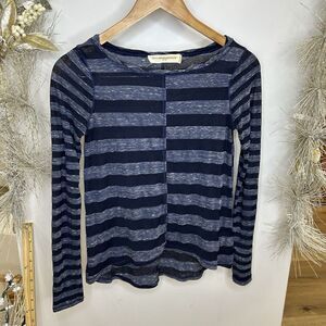 Pilcro  The Letter Press Blue Heathered Striped Long Sleeve Sheer‎ Shirt XS